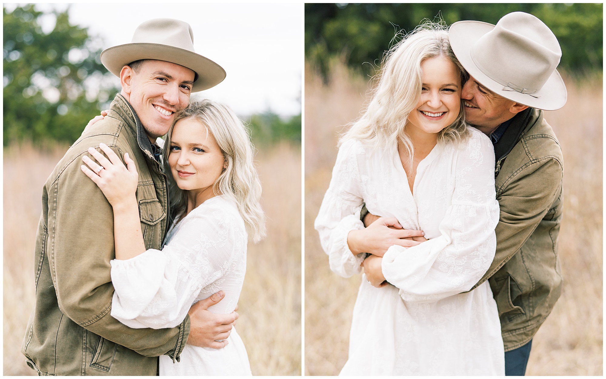 Fort Worth engagement session in a field