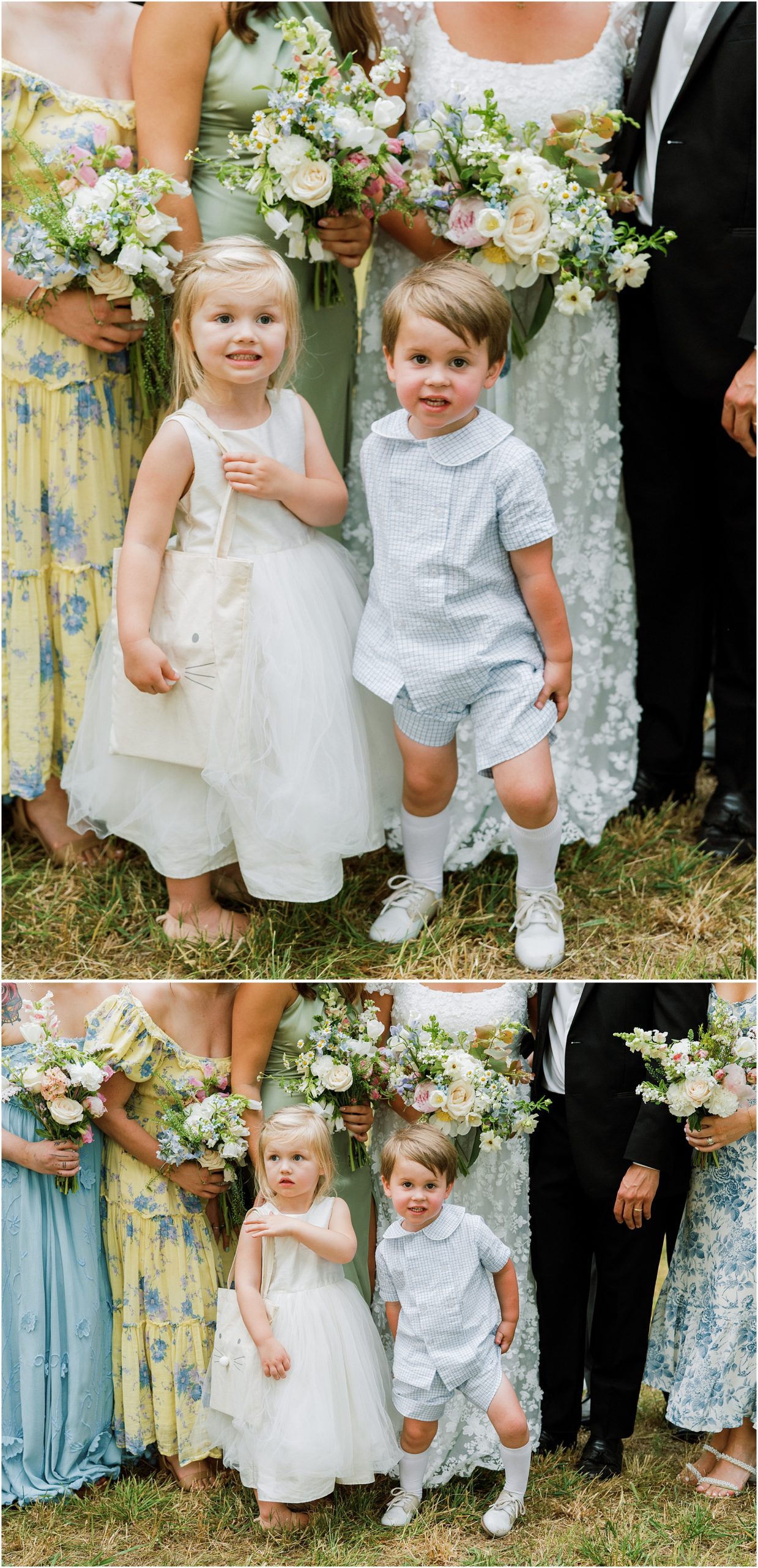 Flower girl and ring bearer with wedding party.