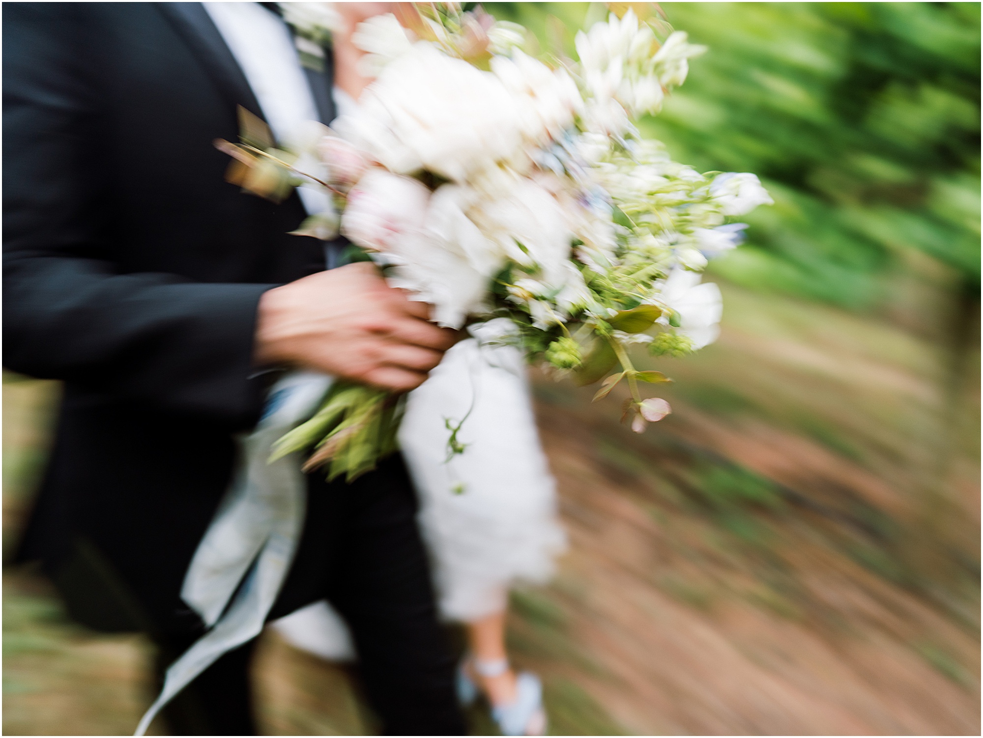 Blurry bridal bouquet.