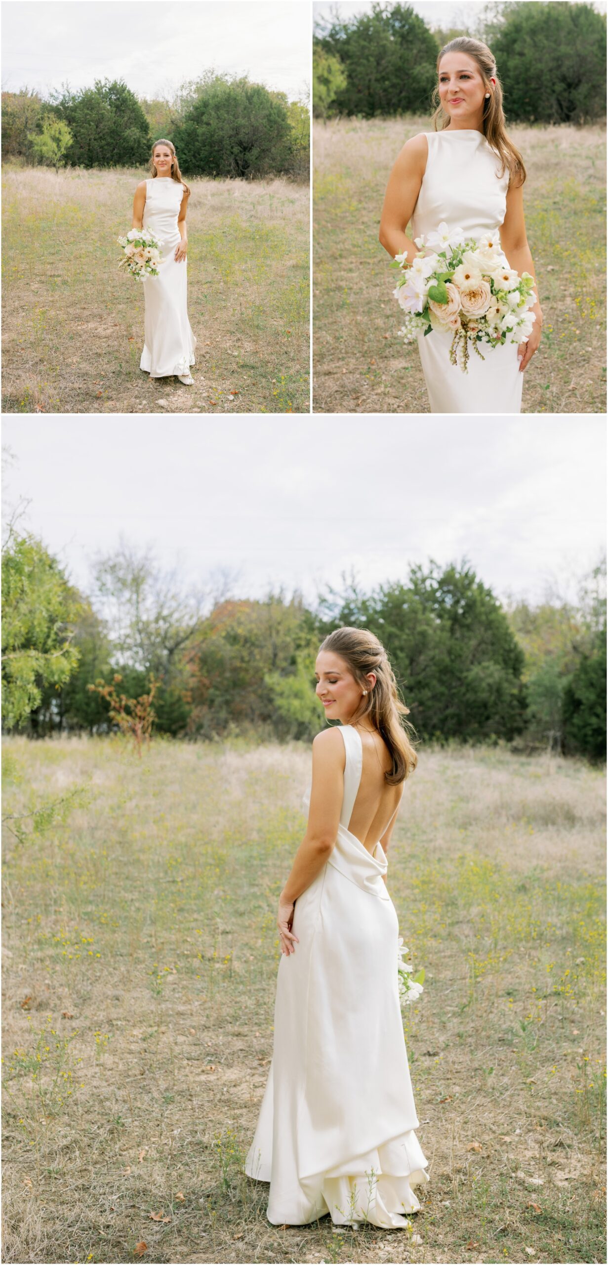 bride in danielle frankel dress and vintage prada heels from an elevated backyard wedding in fort worth, Texas