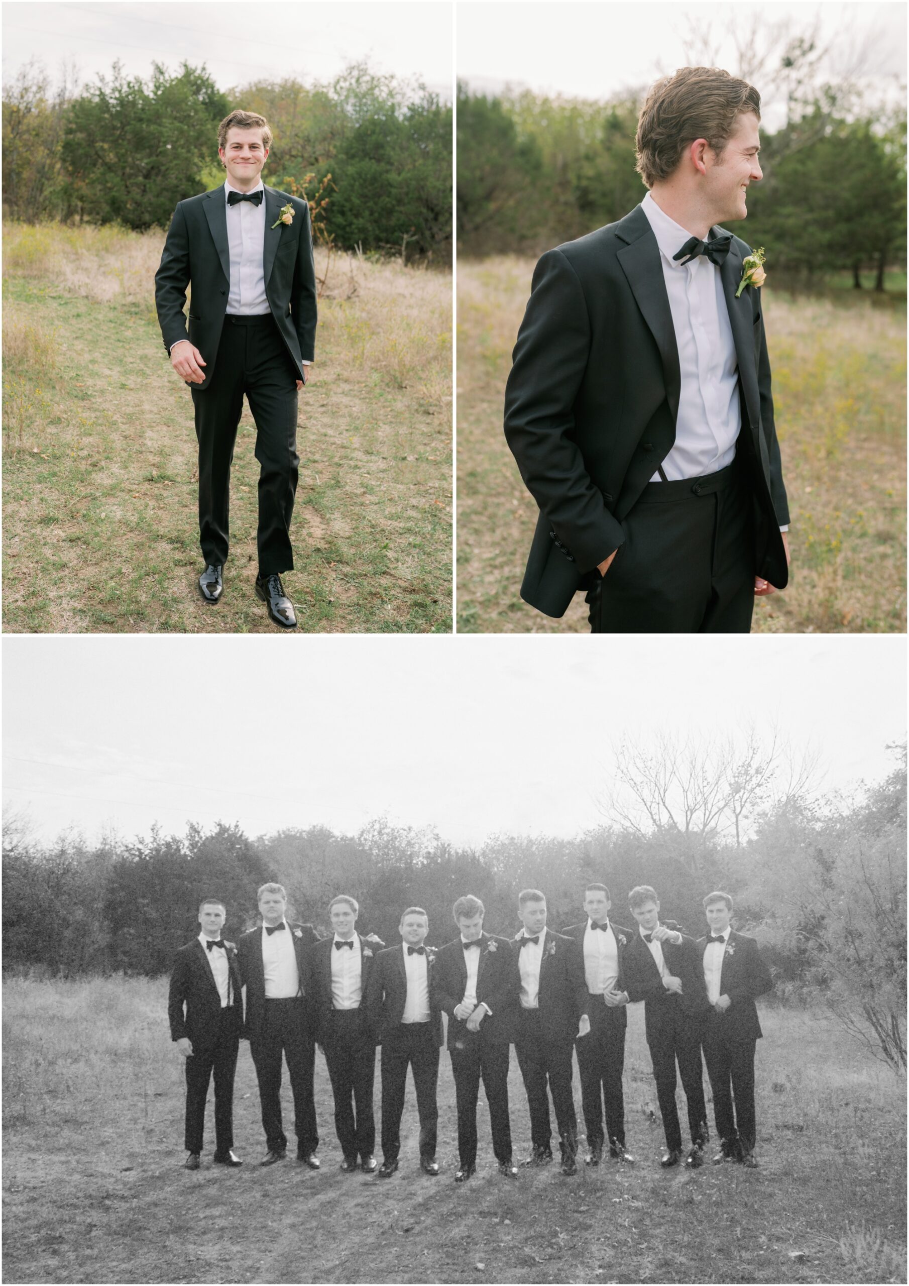 groom and groomsmen from an elevated backyard wedding in fort worth, Texas