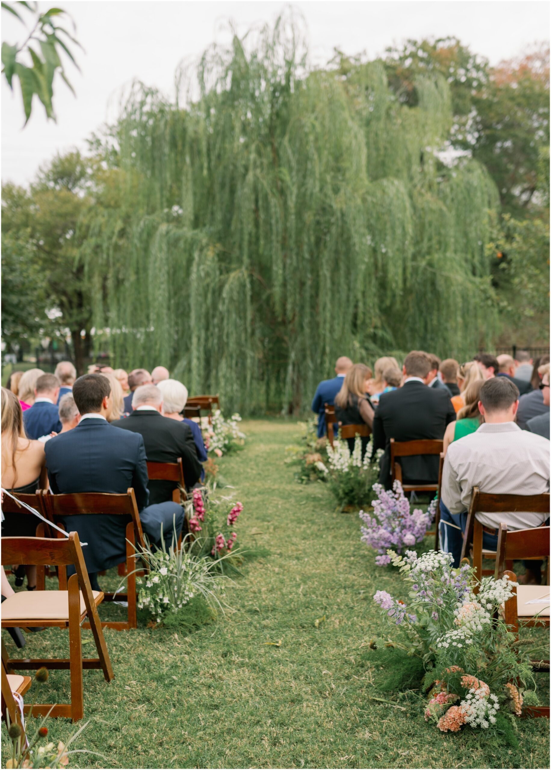 colorful florals at wedding ceremony