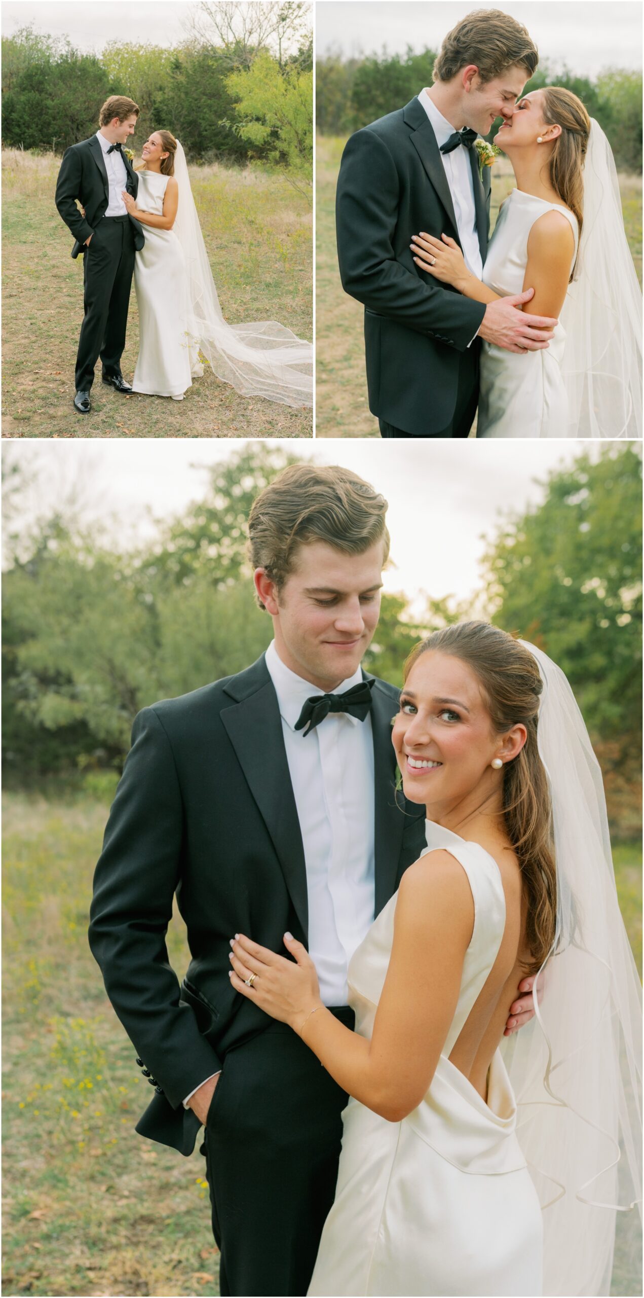 bride and groom from an elevated backyard wedding in fort worth, Texas