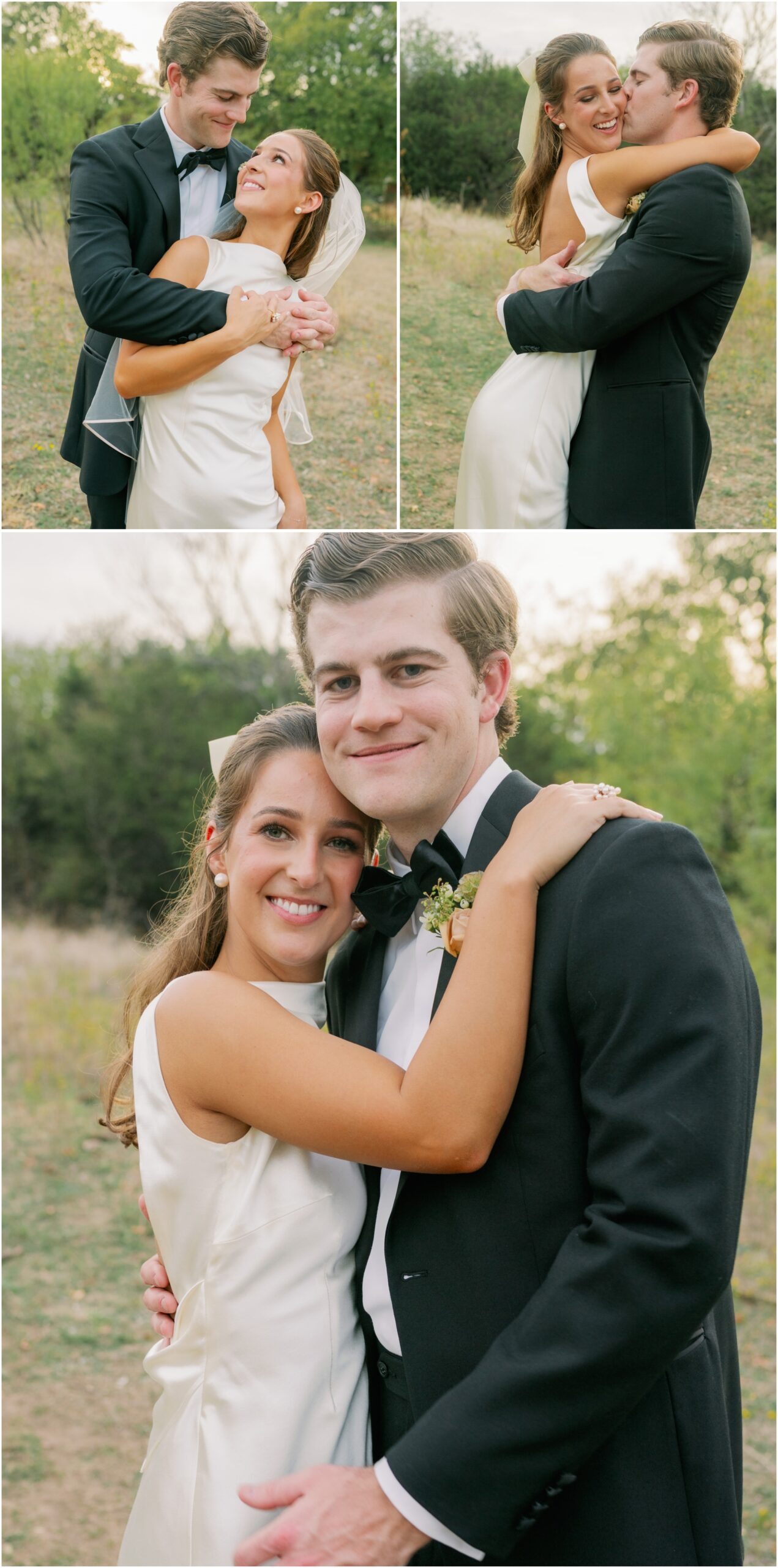 bride and groom portraits from an elevated backyard wedding in fort worth, Texas