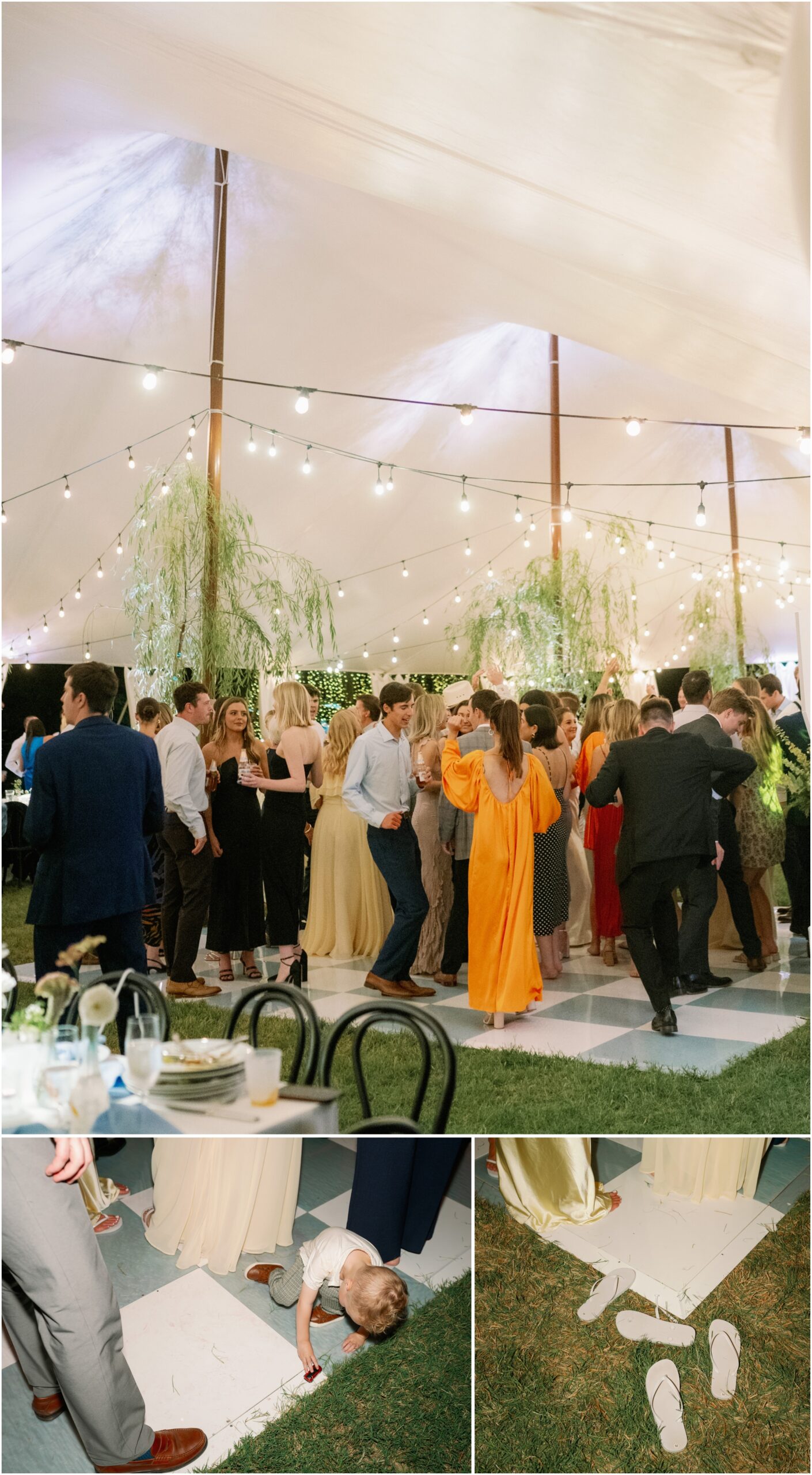 wedding reception from an elevated backyard wedding in fort worth, Texas