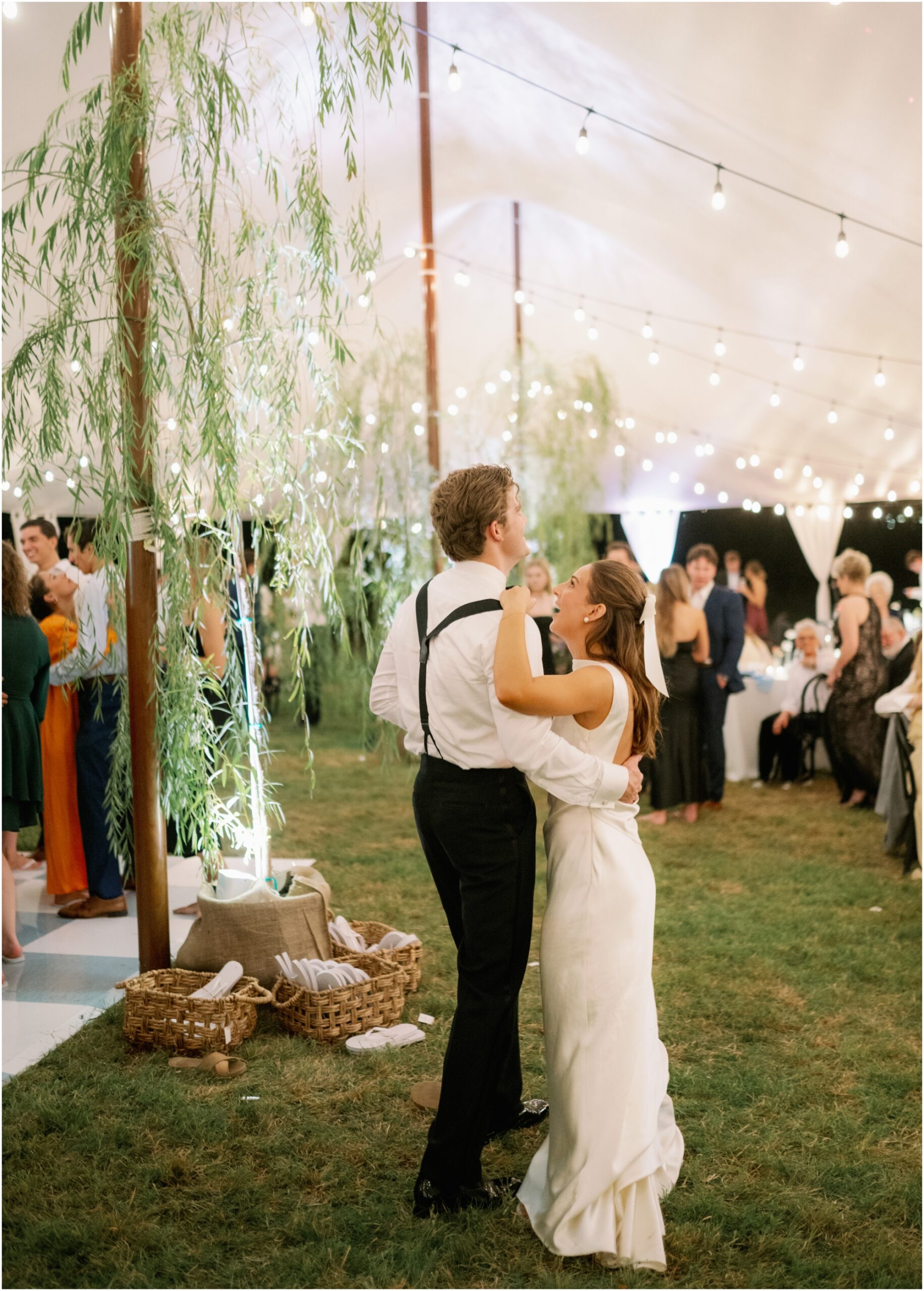 bride and groom dancing from an elevated backyard wedding in fort worth, Texas