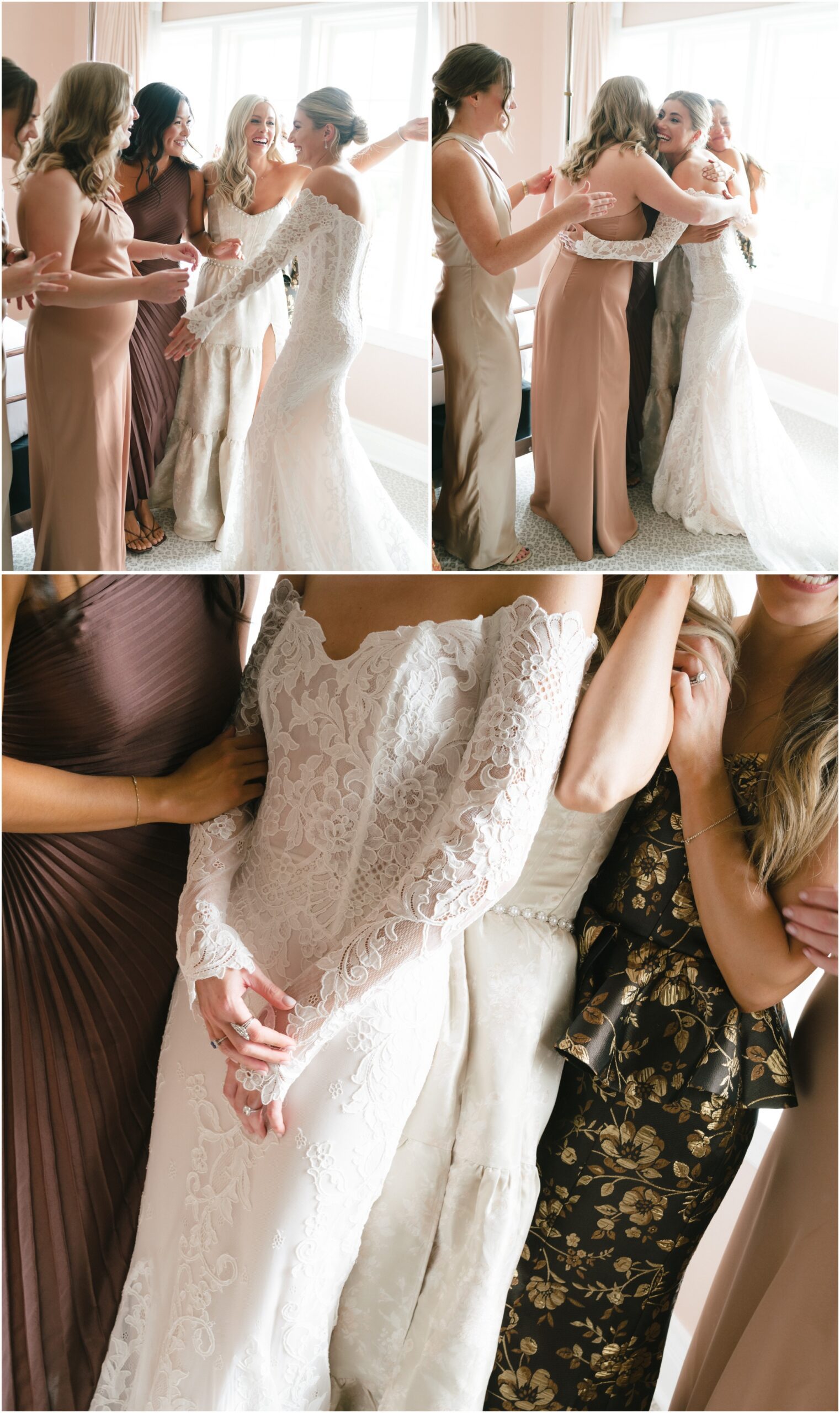 bride does first look with bridesmaids at commodore perry estate in austin texas