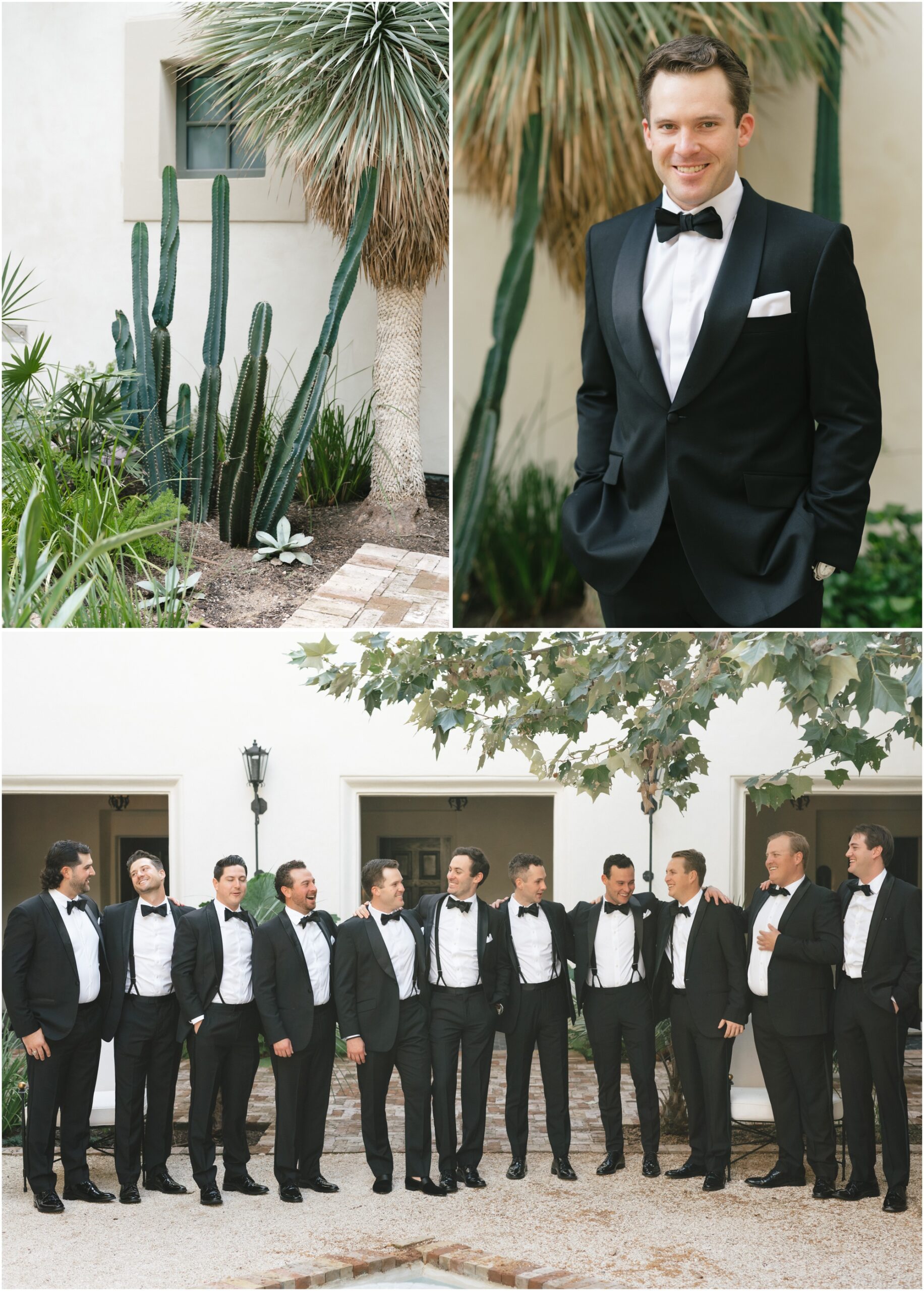 groom with groomsmen at a wedding at commodore perry estate in austin texas