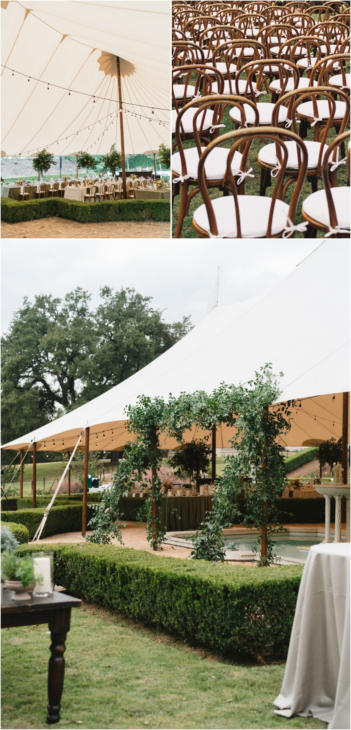 tented wedding reception at a wedding at commodore perry estate in austin texas