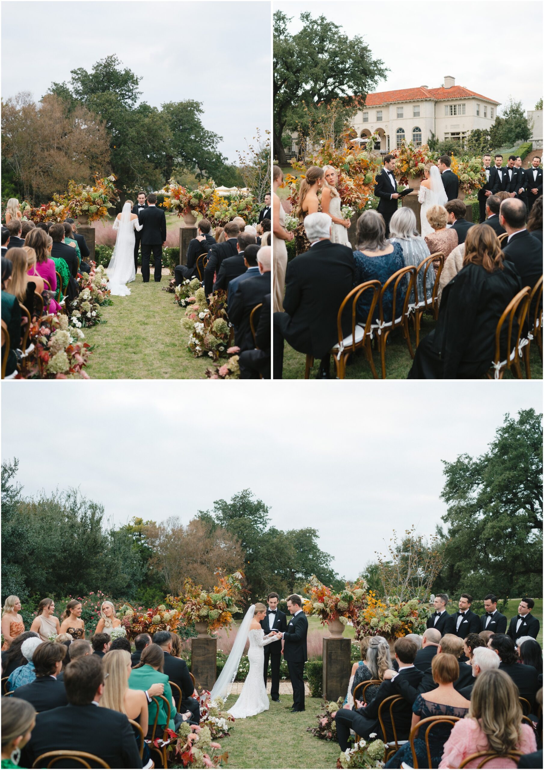 colorful wedding ceremony at a wedding at commodore perry estate in austin texas