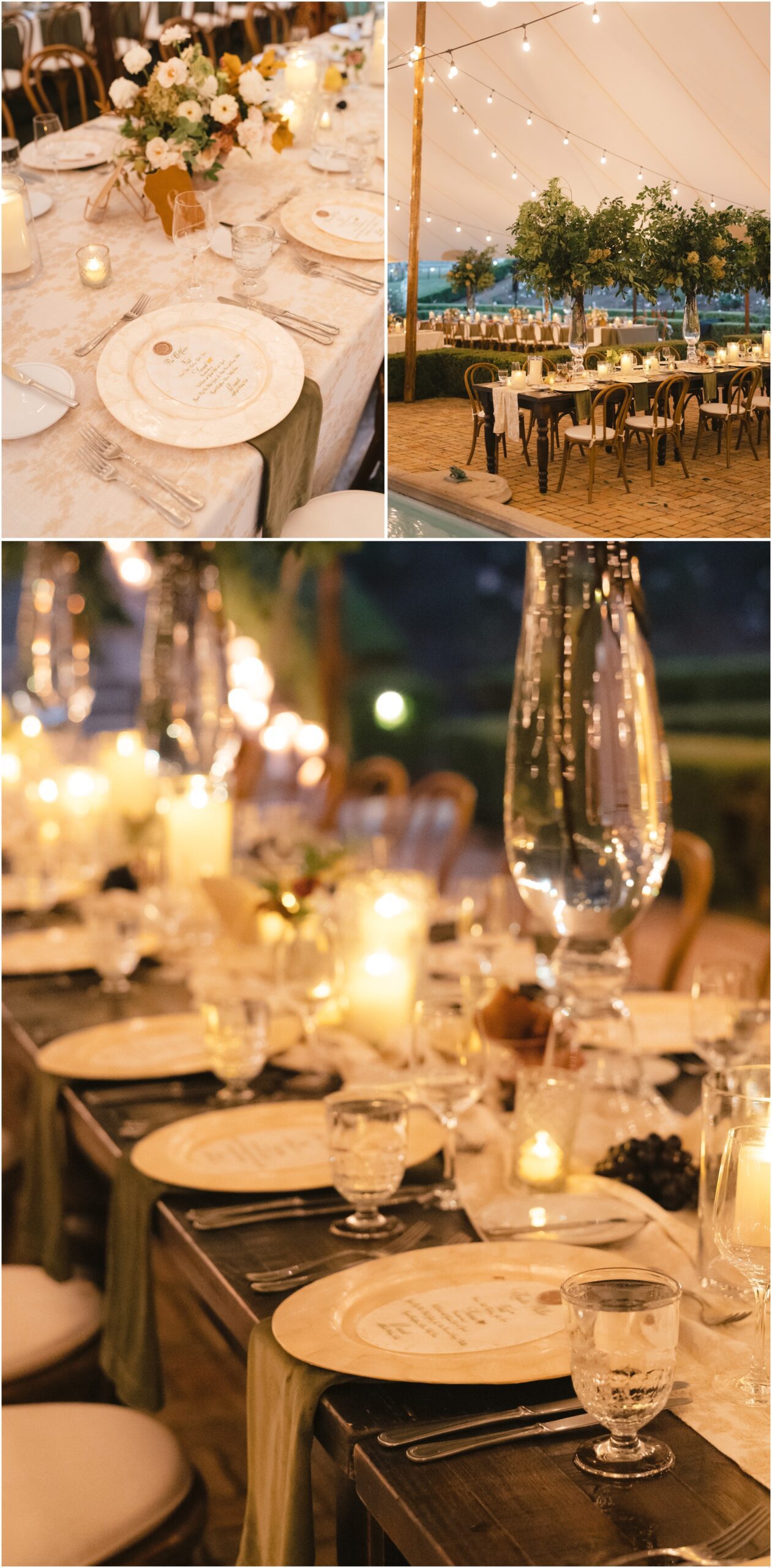wedding reception details at a wedding at commodore perry estate in austin texas