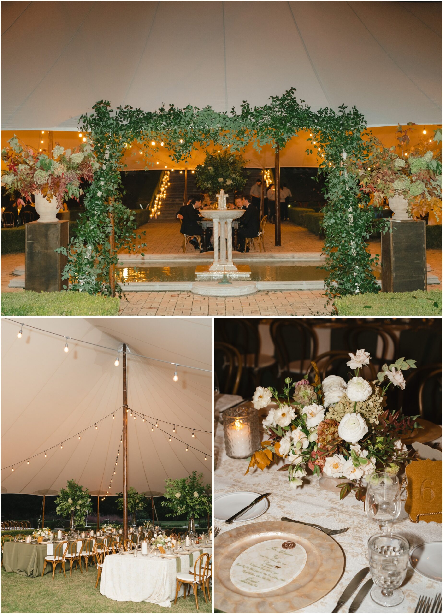 reception inspiration for a tented wedding reception at a wedding at commodore perry estate in austin texas