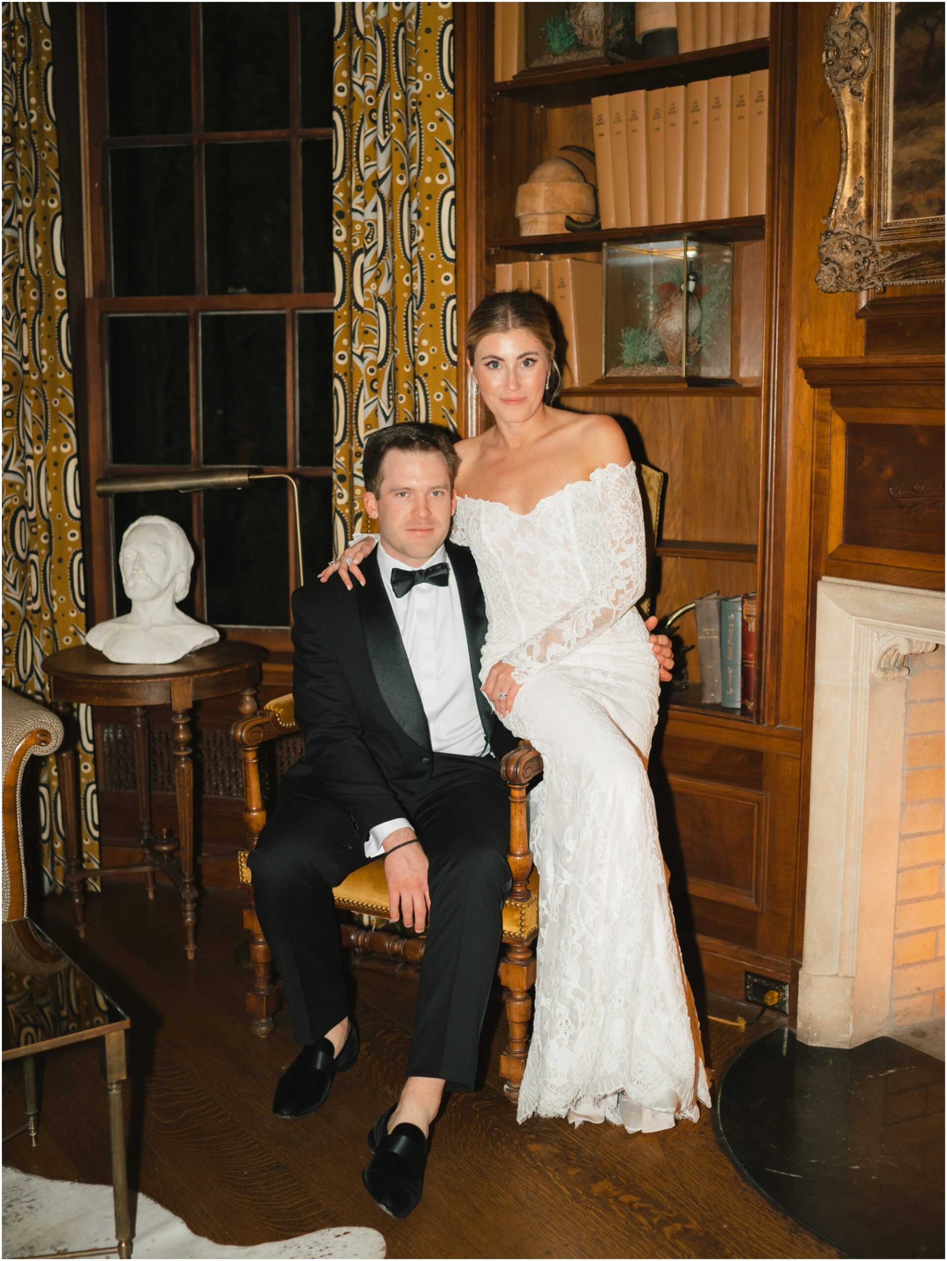 flash portraits of bride and groom at a wedding at commodore perry estate in austin texas