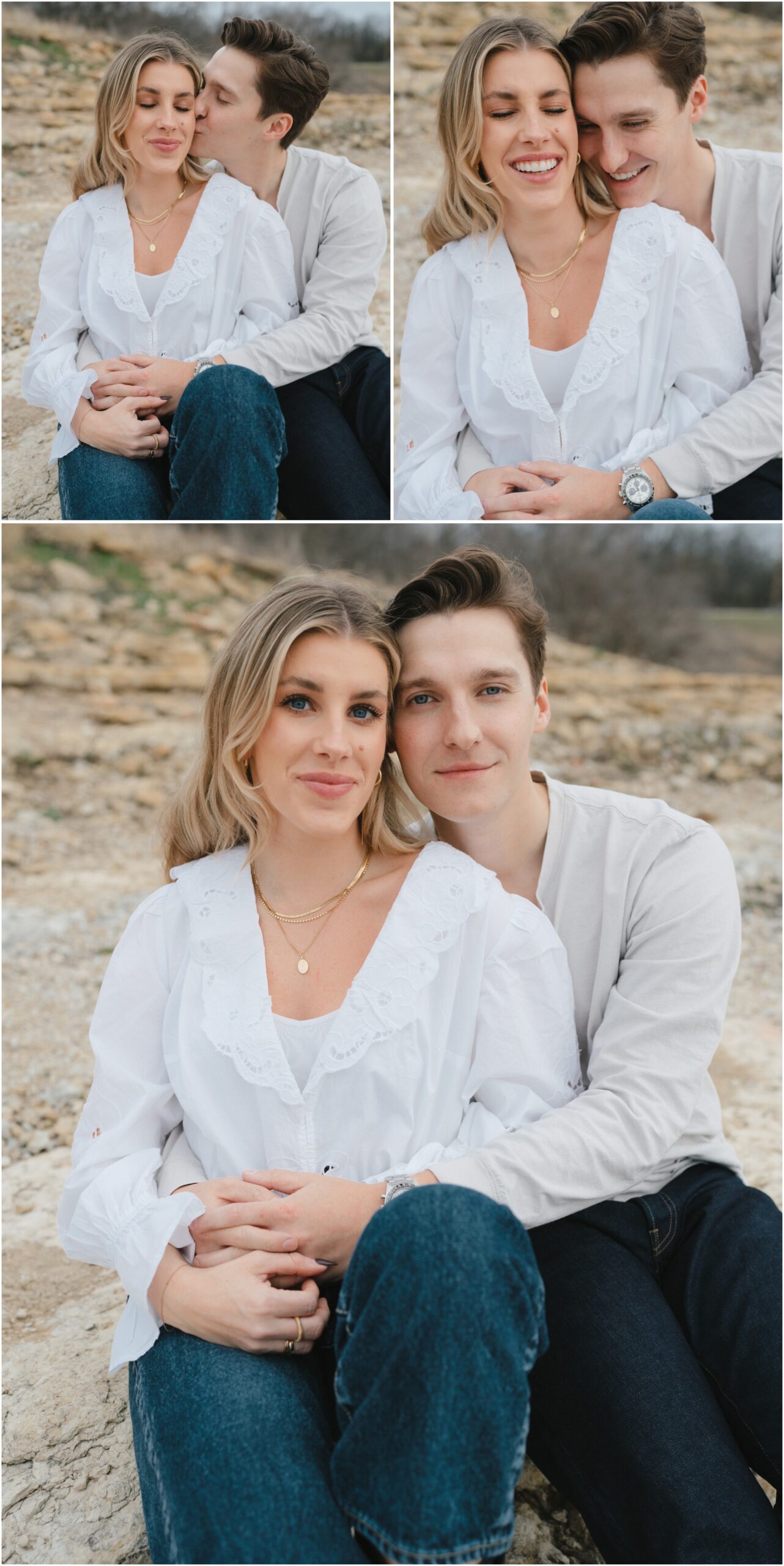 couple at lake in fort worth texas engagement session