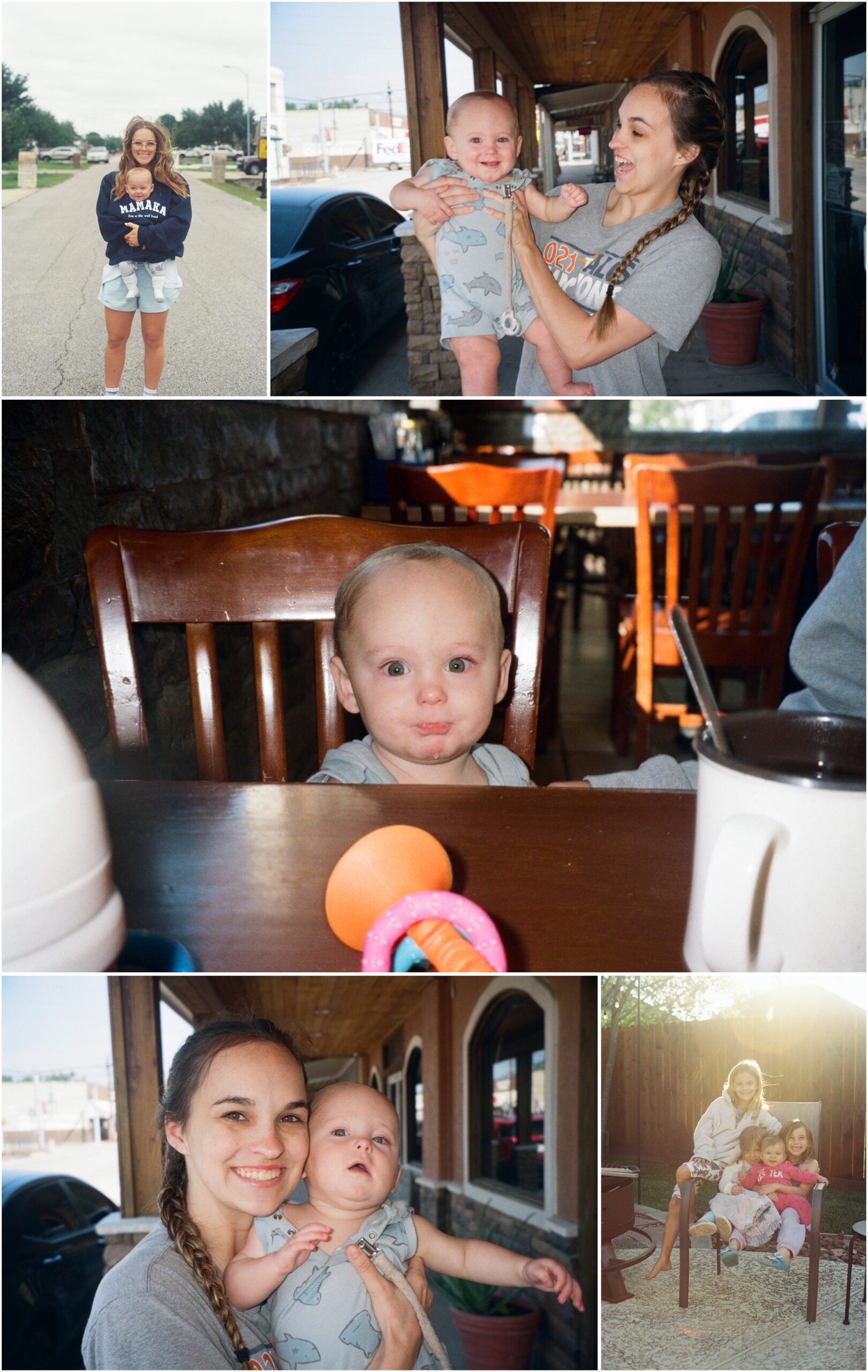 collage of photos with young boy and his family on 35mm film