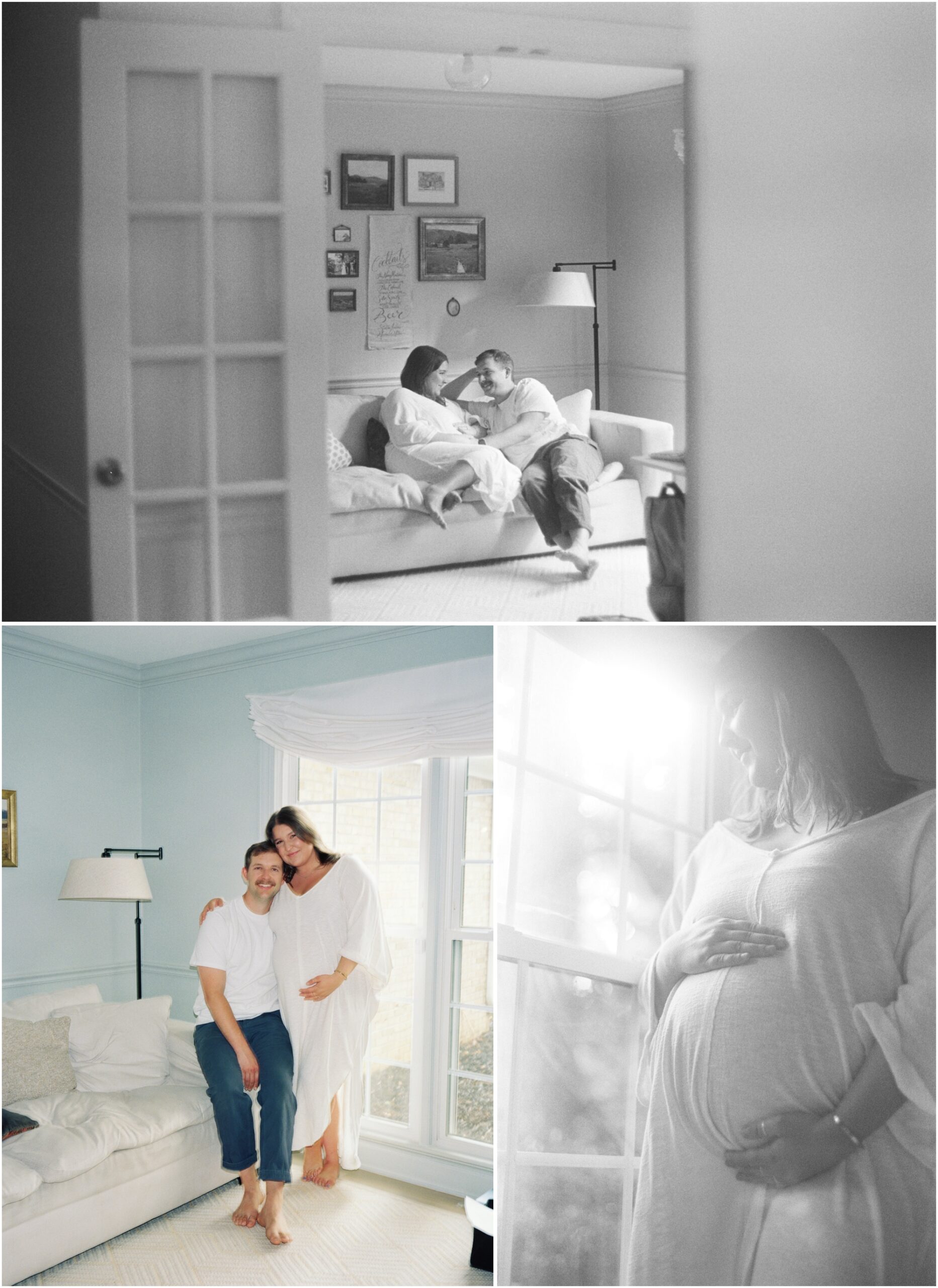 maternity photos in home on 120mm film