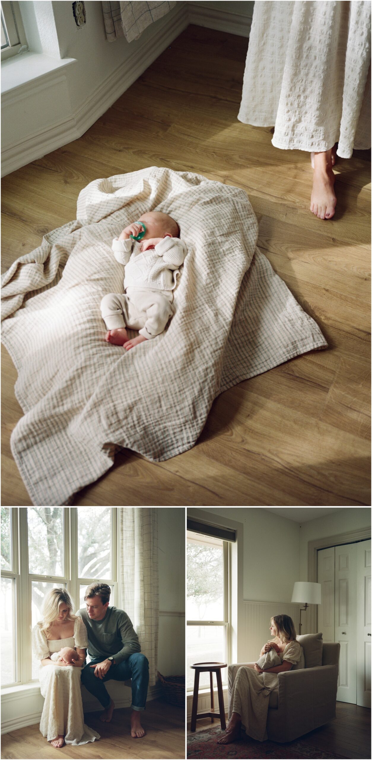 newborn family photos in the families home