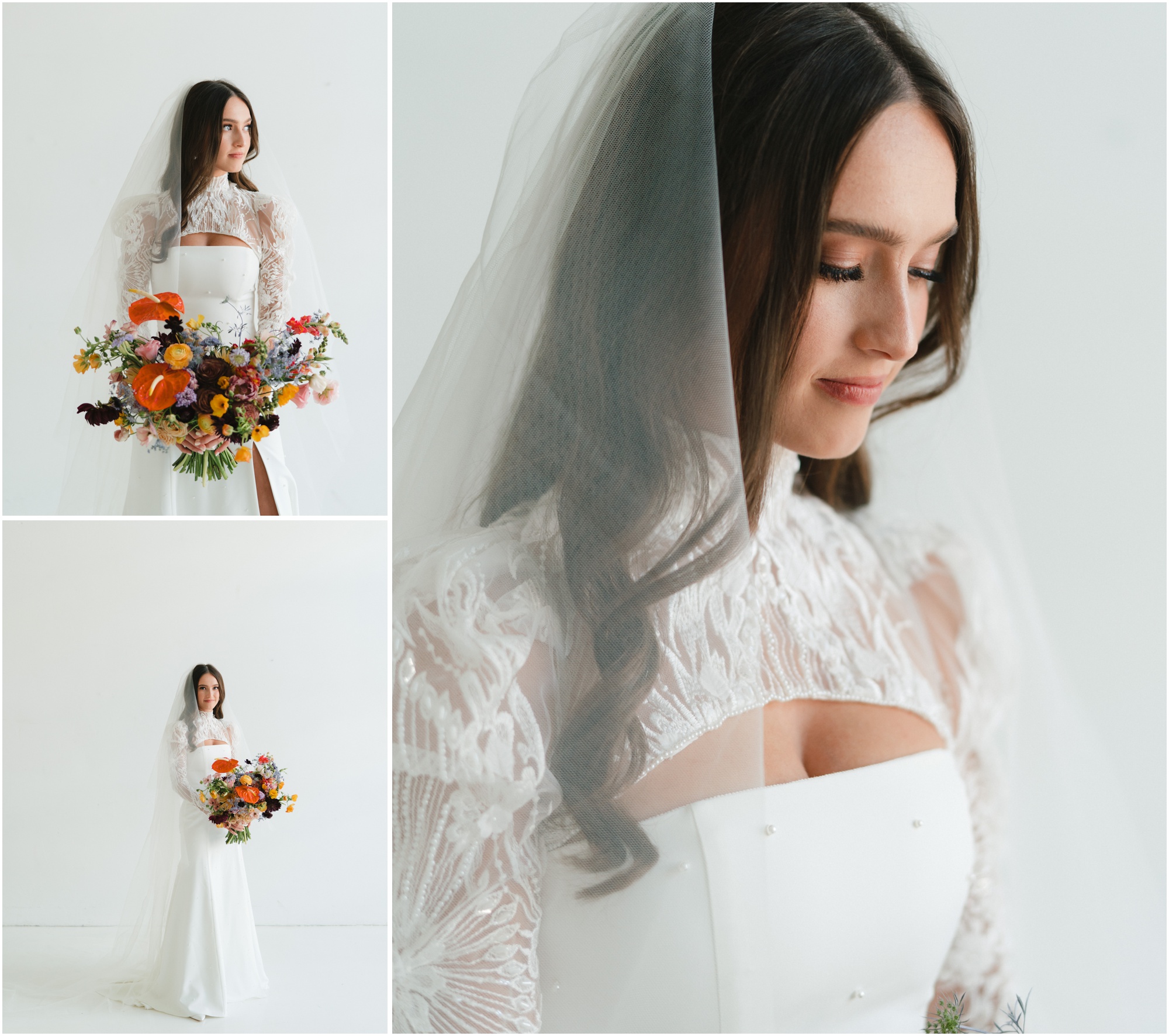 Bridals in the studio with white backdrop