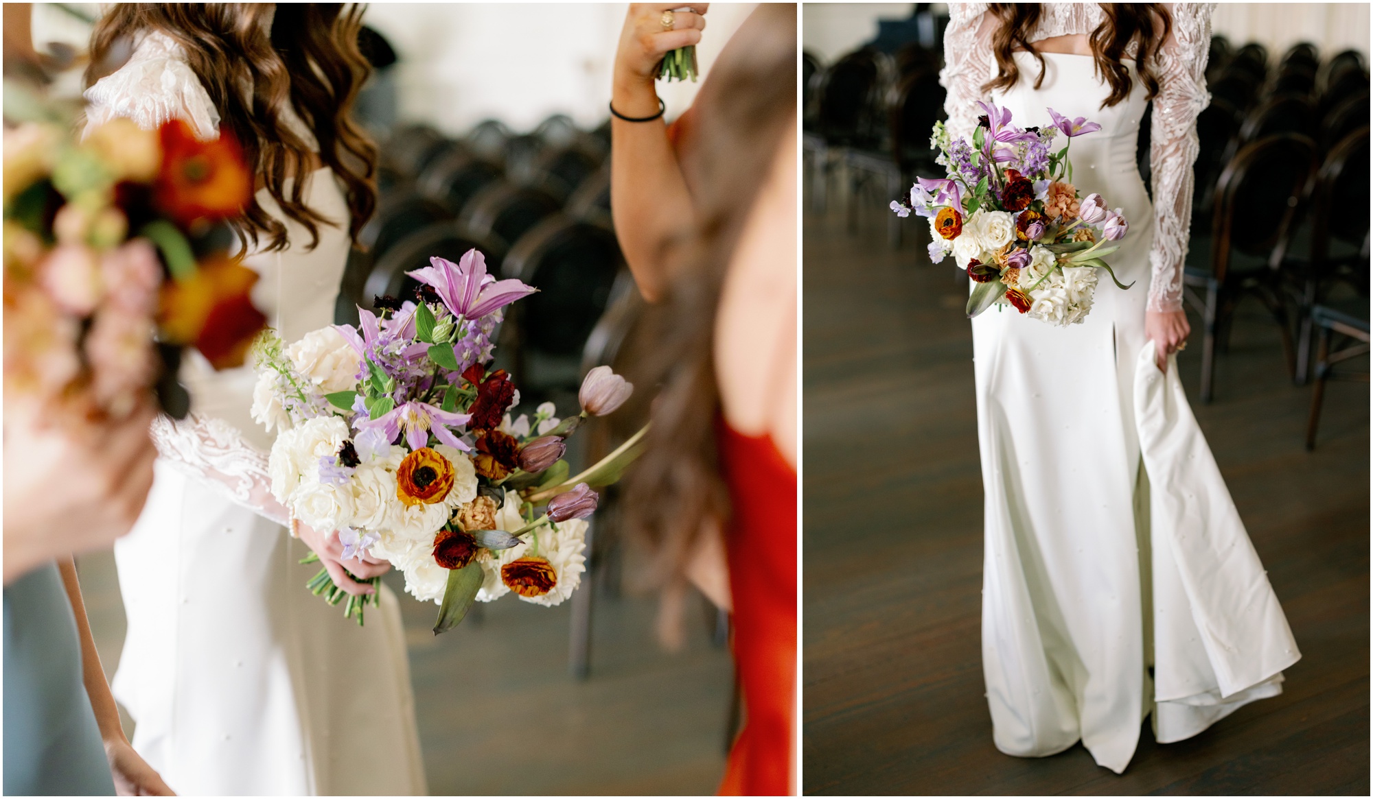 Bride with her colorful bouquet