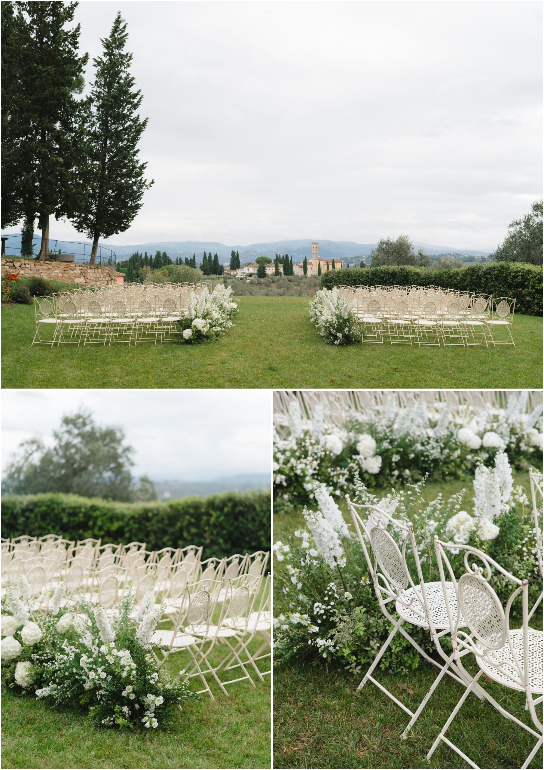 wedding ceremony at Dimora Ghirlandaio in the rain outside of florence italy